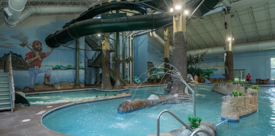 Water slide and fun play area