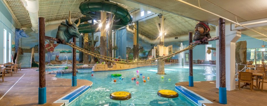 A view of the indoor waterpark.